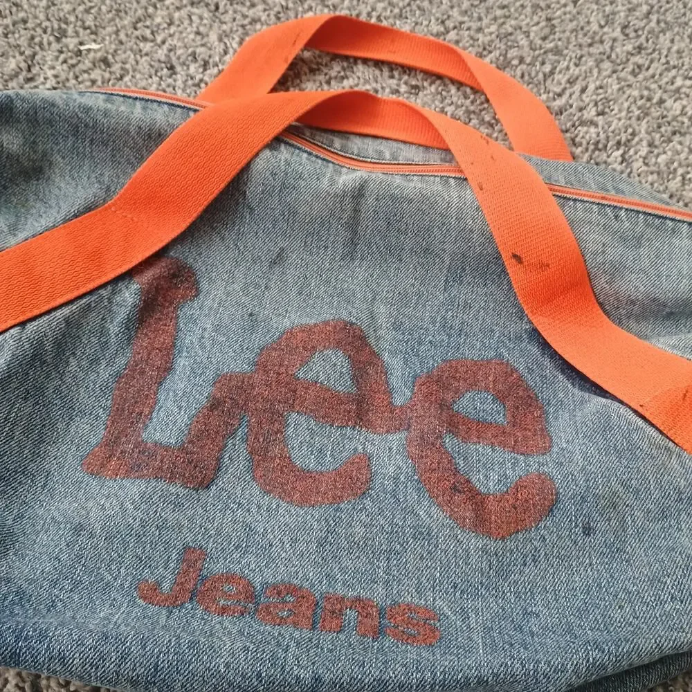 Lee Jeans Leggett Vintage 70s 80s Faded Denim Small Gym Duffle Bag Distressed